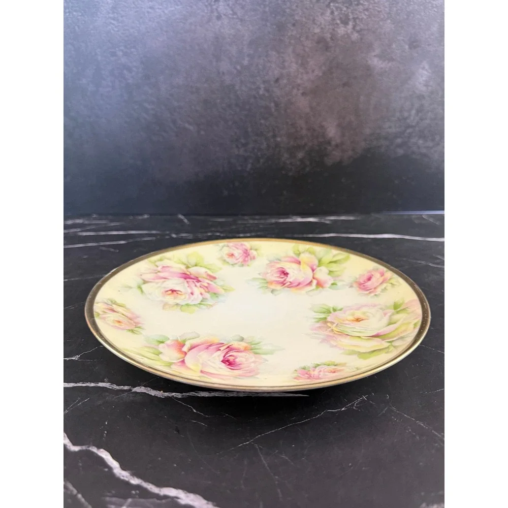Vintage Hand Painted O & E.G. Royal Austria Floral 9in Plate Gold Trim